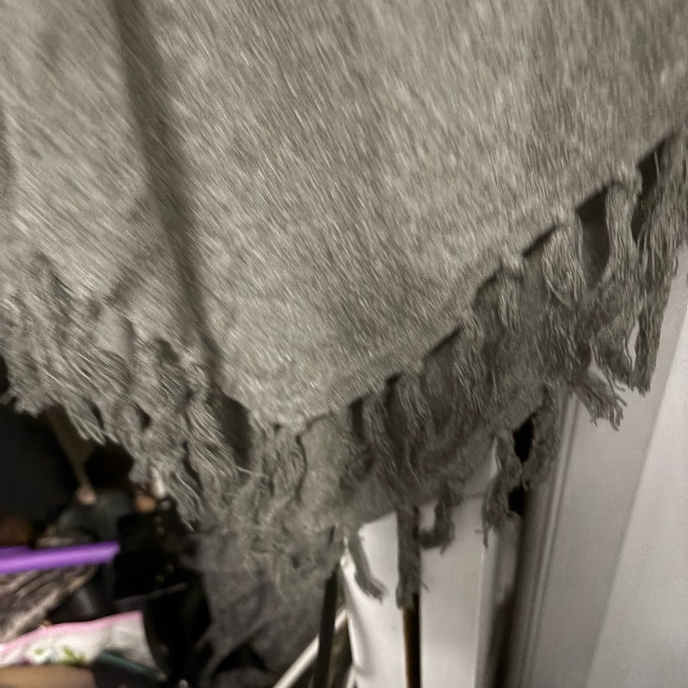 VENUS Gray Poncho Sweater with Fringe - Picture 3 of 4